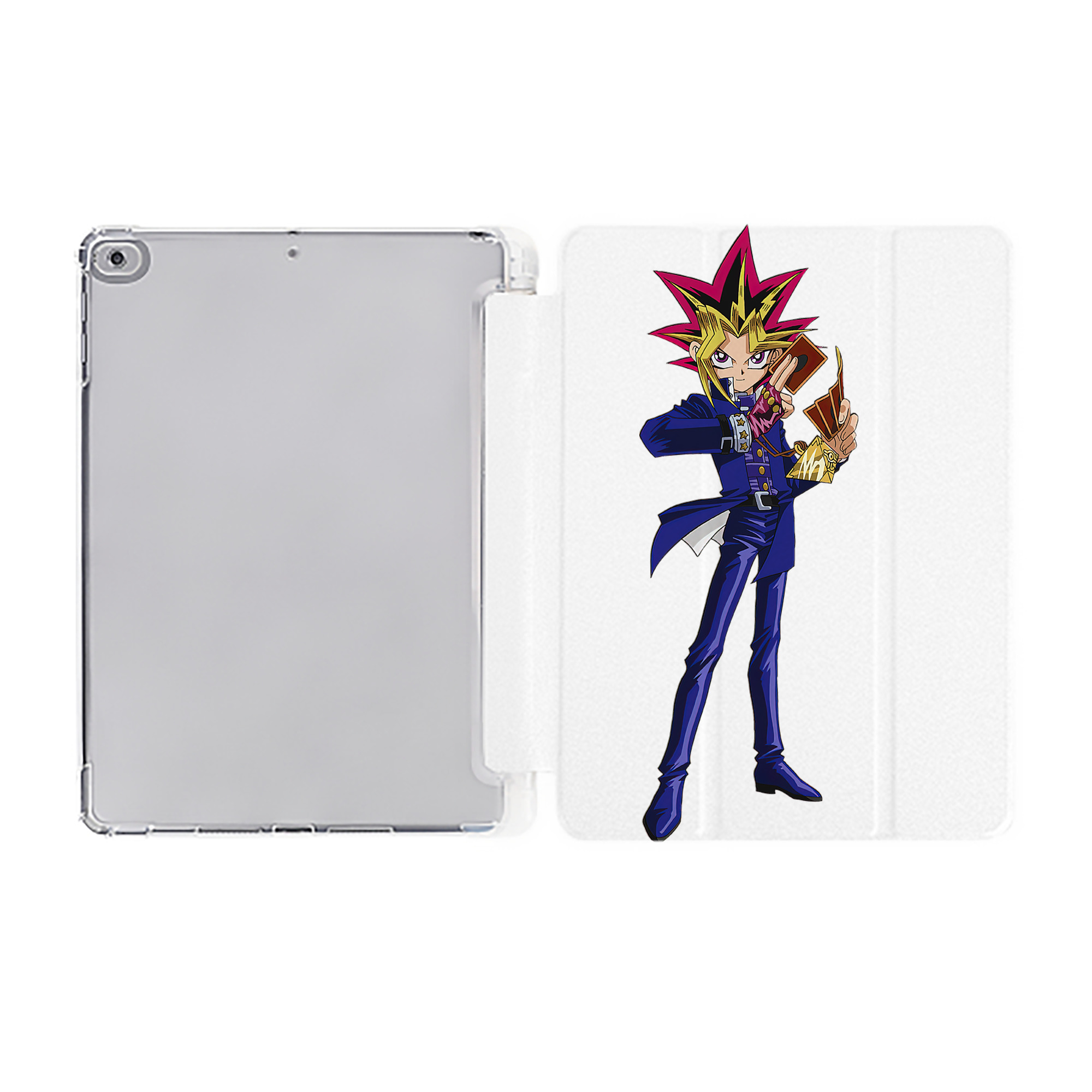 （画像用） 遊☆戯☆王 Yu-Gi-Oh! IPad ケース ペン収納付き 三つ折りスタンド PUレザー×シリコン 対応機種9.5/10.5/10.9インチ